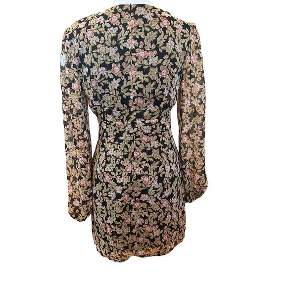NASTY GAL BLOUSEN BROWN FLORAL LONG SLEEVE DRESS WOMENS SIZE 6 - Picture 3 of 12